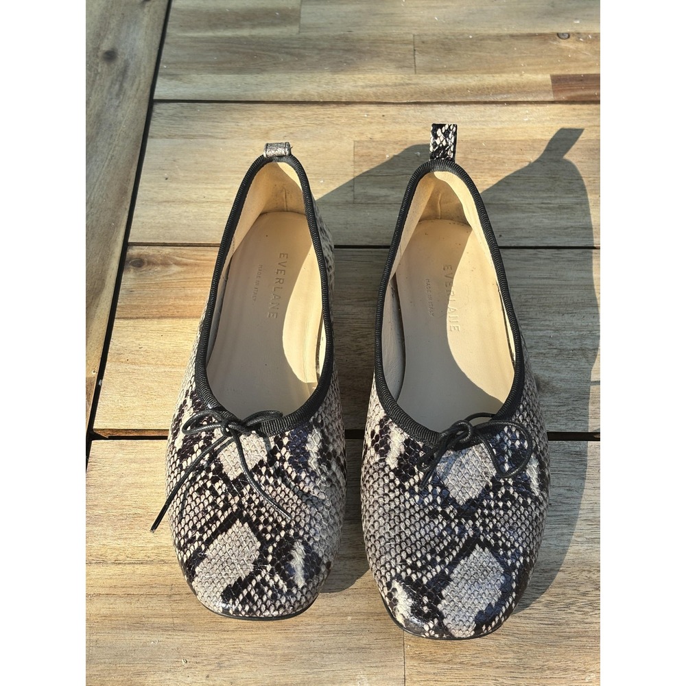 Everlane Shoes Womens Size 6.5 Python Print Ballet Flats Made in‎ Italy Snake - Picture 6 of 6
